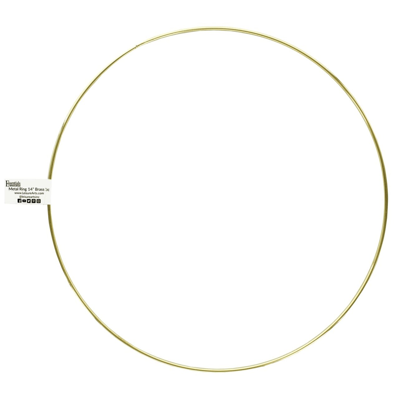 Essentials By Leisure Arts Metal Ring 14" Brass – Wreath Frame, Macrame Hoop, Brass Craft Ring for DIY Projects, Floral Arrangements, Wall Decor, and Handmade Crafts